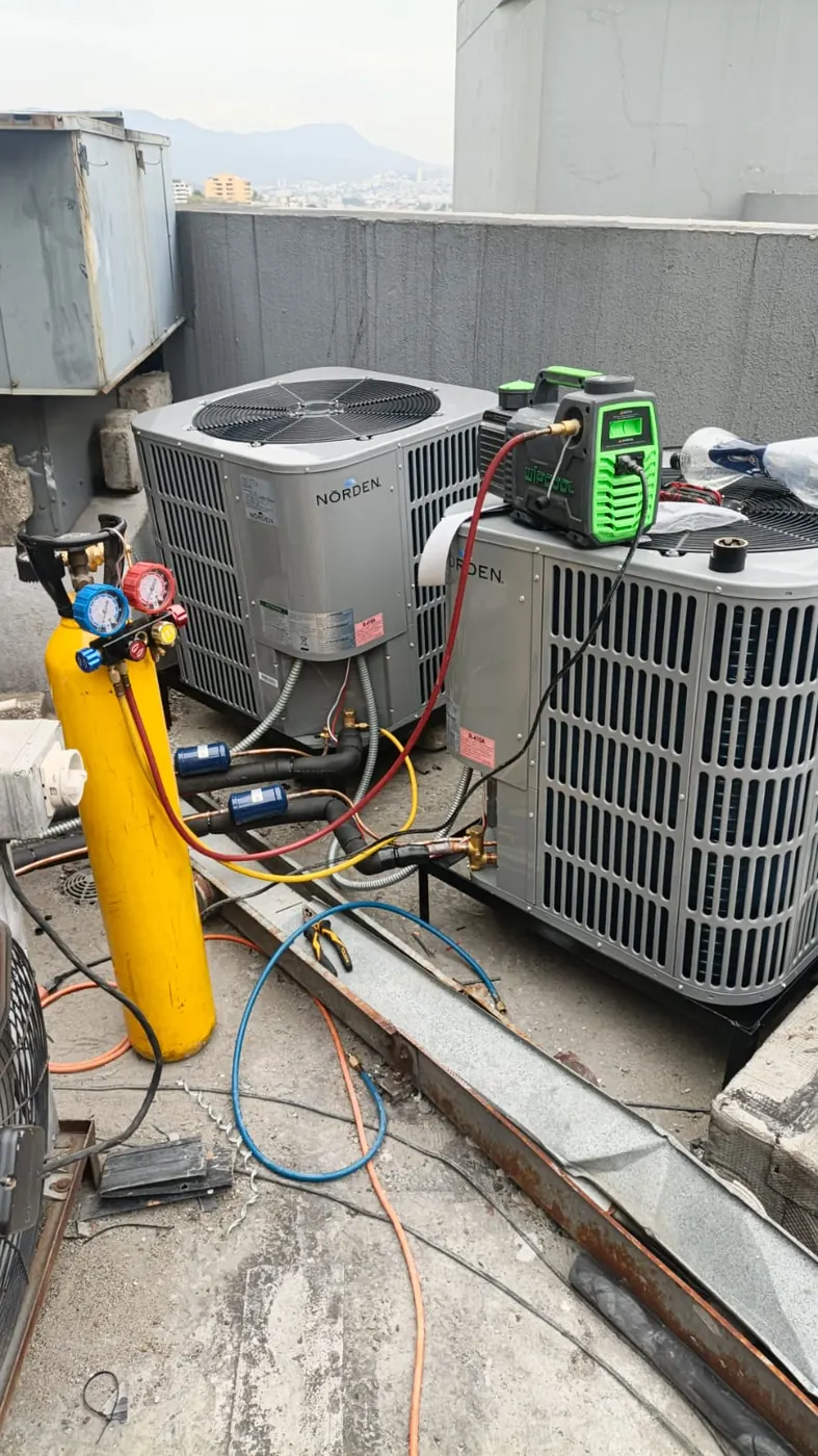 Equipos condensadores en azotea comercial, Guayaquil
